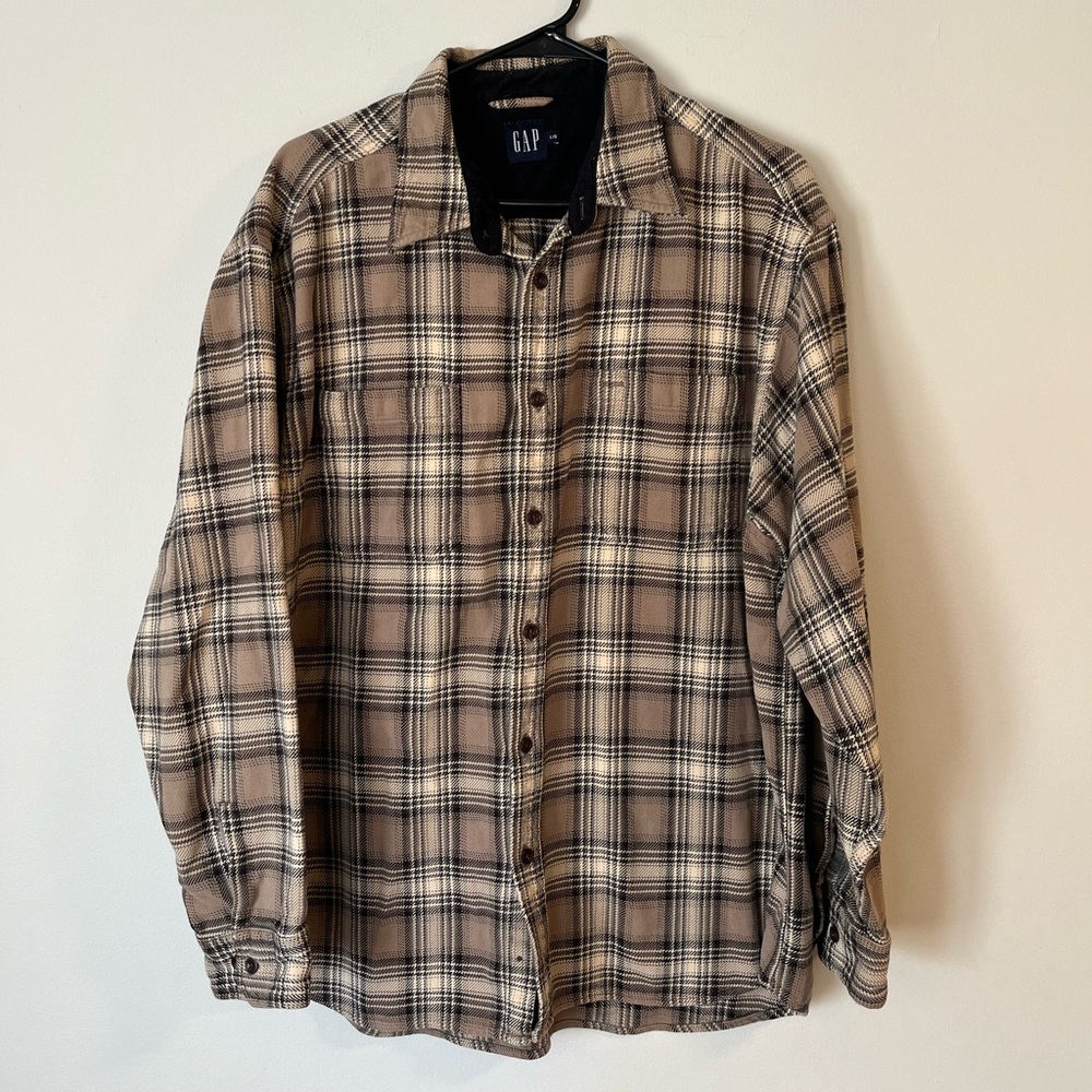GAP Men’s Heavy Weight Plaid Button-Down Shirt- Size Large
